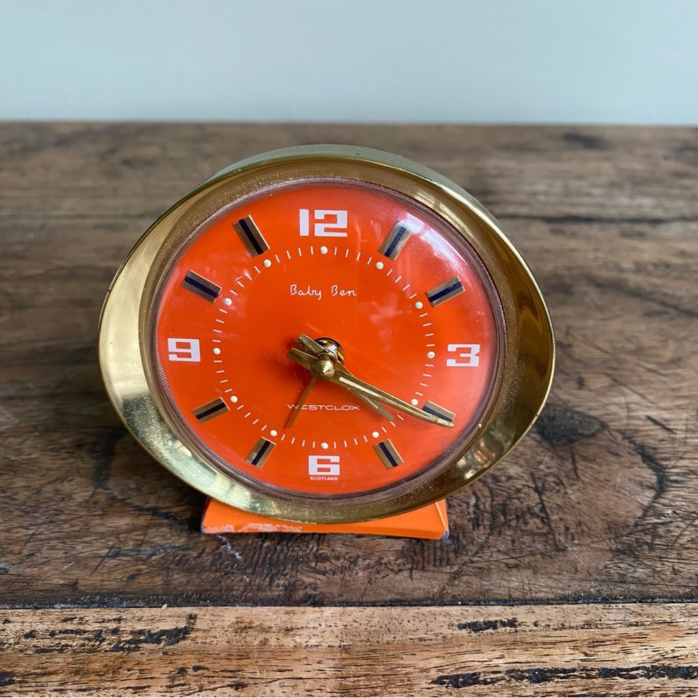 Vintage Westclox Baby Ben Alarm Clock Orange 1960's Scotland